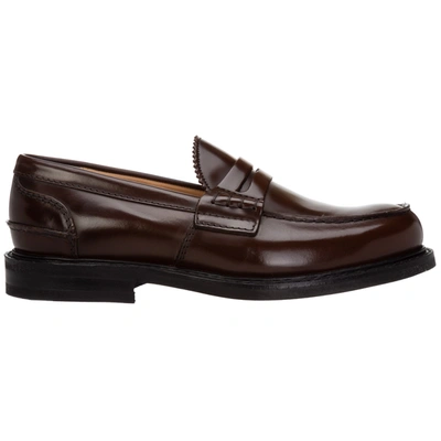 Shop Church's Men's Leather Loafers Moccasins  Pembrey In Brown