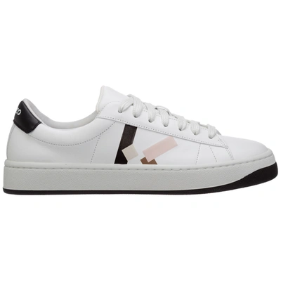 Shop Kenzo Women's Shoes Leather Trainers Sneakers  Kourt K Logo In White