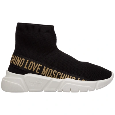 Shop Love Moschino Women's Shoes High Top Trainers Sneakers In Black