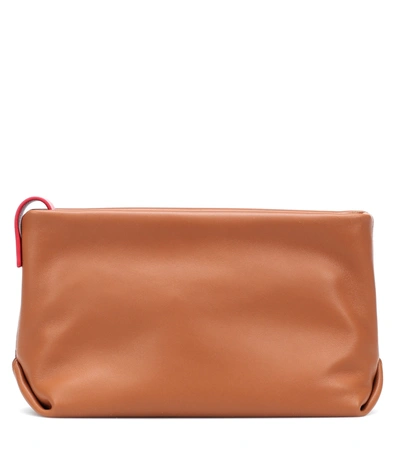 Shop Loro Piana Inside Out Leather Clutch In Brown