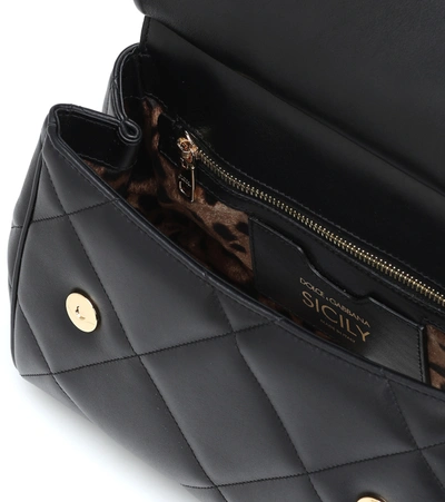 Shop Dolce & Gabbana Sicily Medium Matelassé Leather Tote In Black
