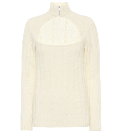 Shop Ganni Cable Knit Alpaca-blend Sweater In White