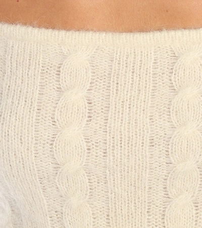 Shop Ganni Cable Knit Alpaca-blend Sweater In White