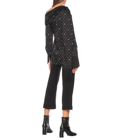 Shop Monse Polka-dot Off-the-shoulder Blouse In Blue