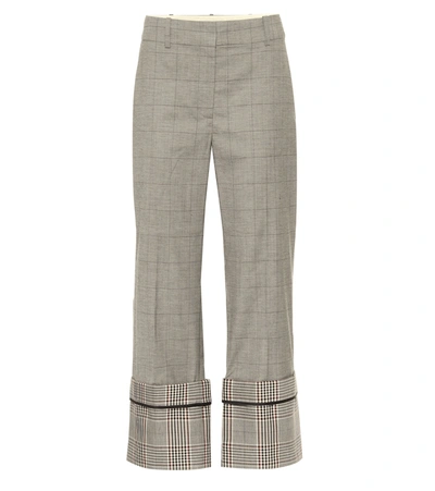 Shop Monse High-rise Checked Wool-blend Pants In Grey