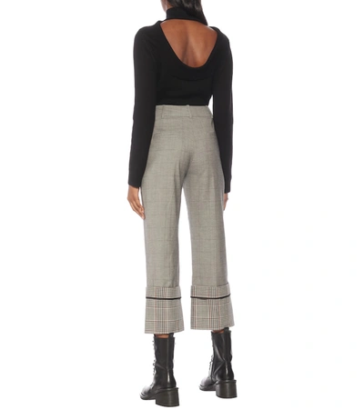 Shop Monse High-rise Checked Wool-blend Pants In Grey