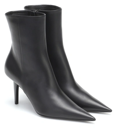 Shop Balenciaga Knife Shark Leather Ankle Boots In Black