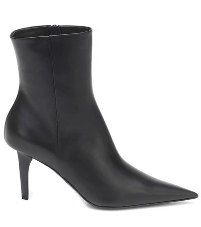 Shop Balenciaga Knife Shark Leather Ankle Boots In Black