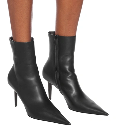 Shop Balenciaga Knife Shark Leather Ankle Boots In Black