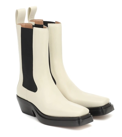 Shop Bottega Veneta Lean Leather Ankle Boots In White