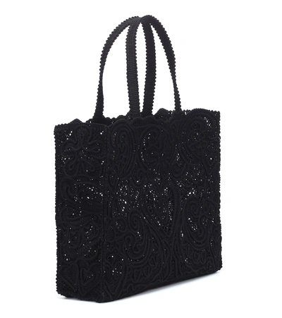 Shop Dolce & Gabbana Beatrice Large Lace Tote In Black
