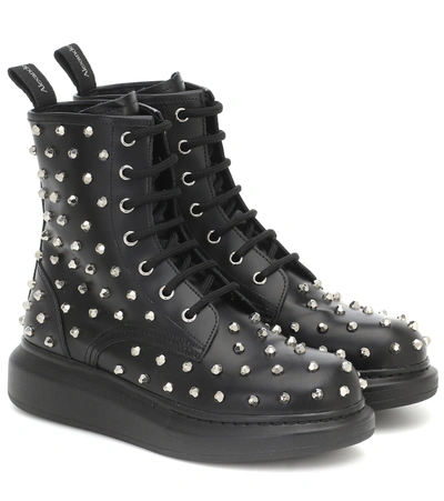 Shop Alexander Mcqueen Hybrid Leather Ankle Boots In Black