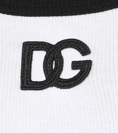 Shop Dolce & Gabbana Logo Stretch-cotton Tank Top In White