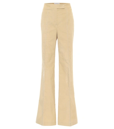 Shop Gabriela Hearst Leda Flared Cotton Pants In Beige