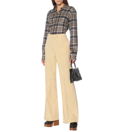 Shop Gabriela Hearst Leda Flared Cotton Pants In Beige