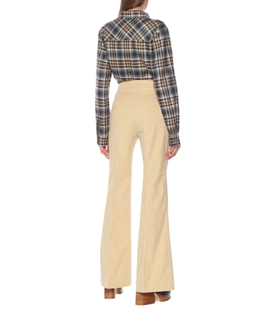 Shop Gabriela Hearst Leda Flared Cotton Pants In Beige