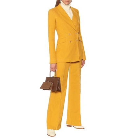 Shop Gabriela Hearst Leda Flared Cotton Pants In Yellow