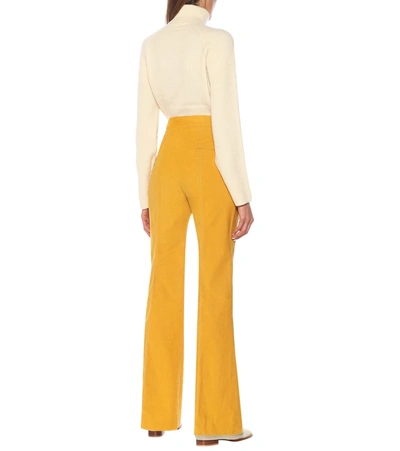 Shop Gabriela Hearst Leda Flared Cotton Pants In Yellow