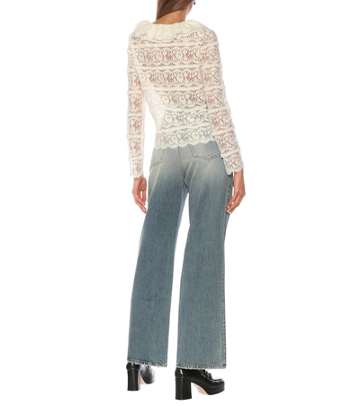 Shop Gucci Floral-lace Blouse In White