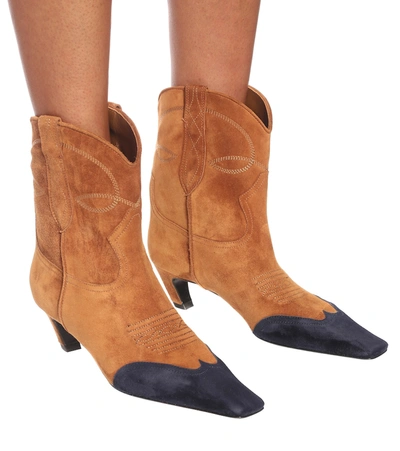 Shop Khaite Dallas Suede Ankle Boots In Brown