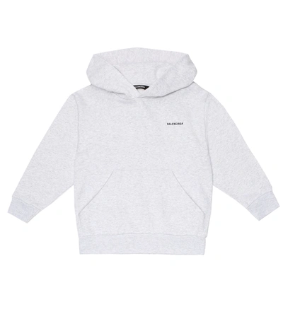 Shop Balenciaga Logo Cotton-jersey Hoodie In Grey