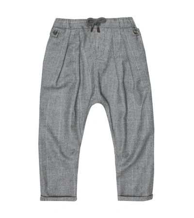 Shop Brunello Cucinelli Checked Virgin Wool Pants In Grey