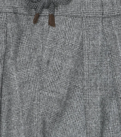 Shop Brunello Cucinelli Checked Virgin Wool Pants In Grey