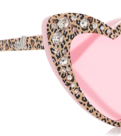 Shop Monnalisa Leopard-print Heart Sunglasses In Multicoloured