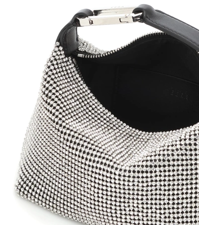Eéra Moonbag Embellished Mesh Pouch In Silver