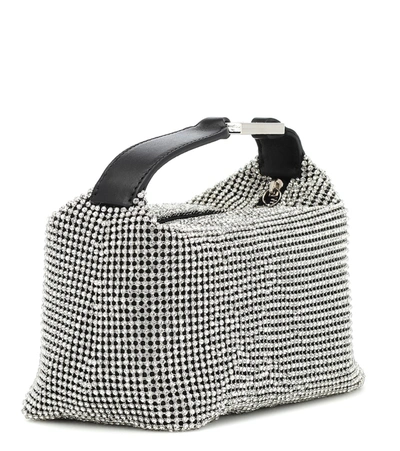 Shop Eéra Eéra Moonbag Embellished Mesh Pouch In Silver