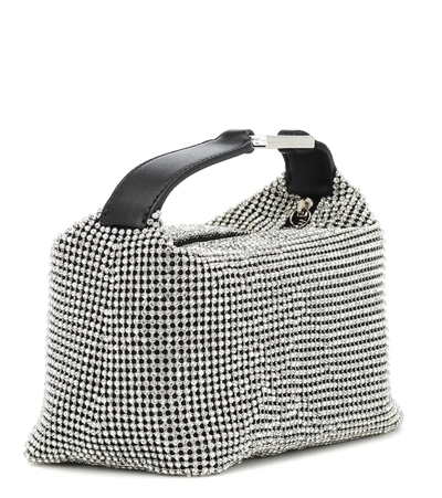 Eéra Moonbag Embellished Mesh Pouch In Silver
