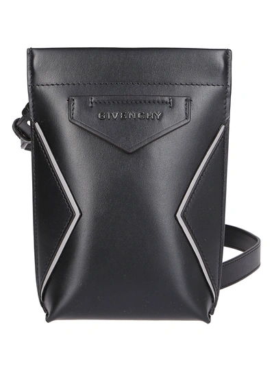 Shop Givenchy Black Leather Antigona Iphone Pouch