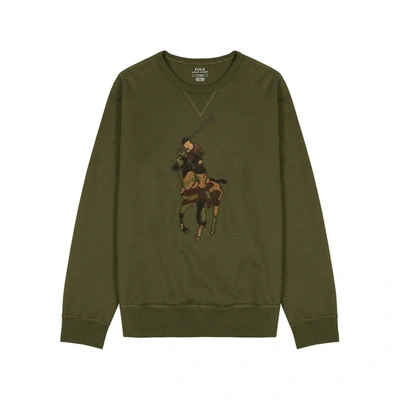 Polo Ralph Lauren Army Green Logo appliqued Jersey Sweatshirt In Khaki ModeSens