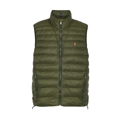 Shop Polo Ralph Lauren Army Green Quilted Shell Gilet In Khaki