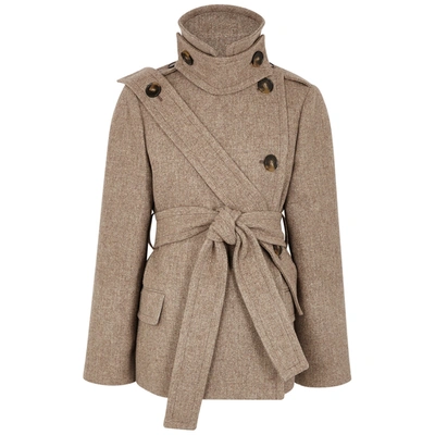 Shop Stella Mccartney Amelia Brown Wool-blend Coat In Beige