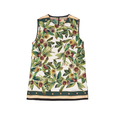 Shop Dolce & Gabbana Printed Silk-twill Top In Multicoloured