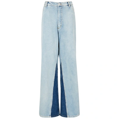 Shop Natasha Zinko Blue Panelled Wide-leg Jeans In Denim