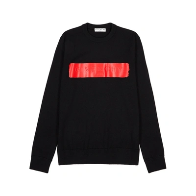 Shop Givenchy Black Logo-print Wool Jumper In Black And Red