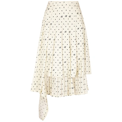 Shop Monse Ivory Polka-dot Pleated Midi Skirt