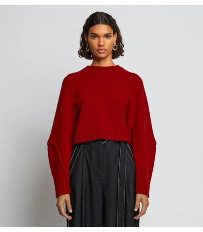 Shop Proenza Schouler White Label Wool Cashmere Cropped Knit Sweater In /red