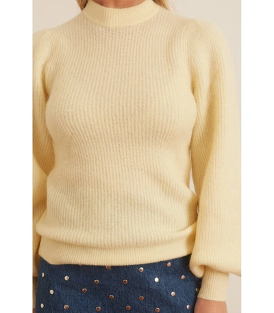 Shop Ganni Balloon Sleeve Wool Sweater In Flan In Yellow