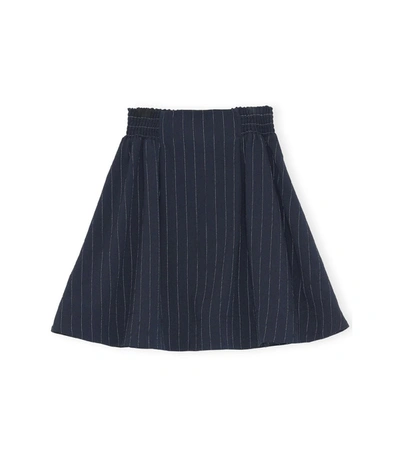 Shop Ganni Heavy Crepe Elastic Waist Mini Skirt In Sky Captain In Blue