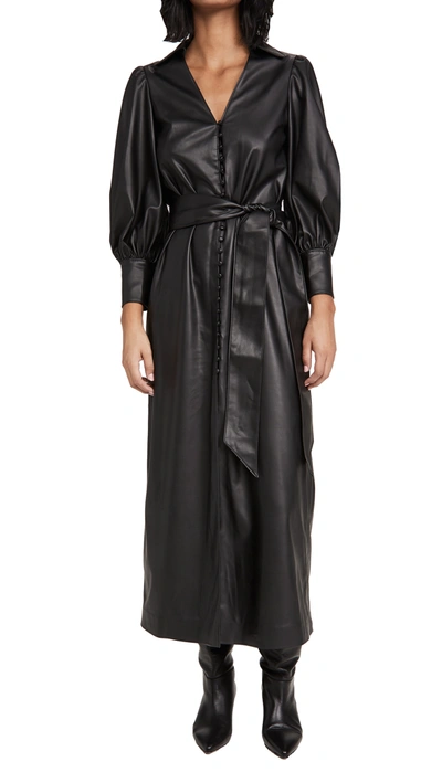 Shop Alice And Olivia Zarita Vegan Leather Dress With Tie In Black
