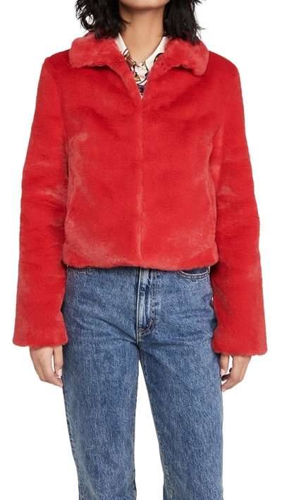 Shop Adrienne Landau Faux Fur Coat In Cranberry
