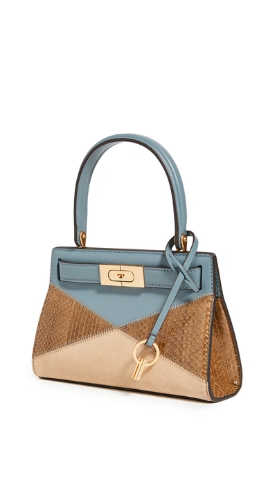 Shop Tory Burch Lee Radziwill Patchwork Petite Bag In Polar Sky