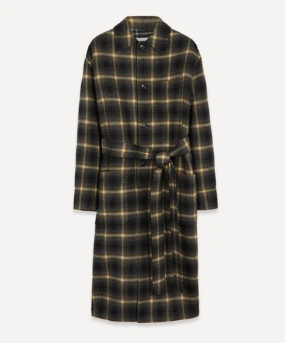 Shop Cmmn Swdn Bastian Reversible Wool Coat In Grey Check