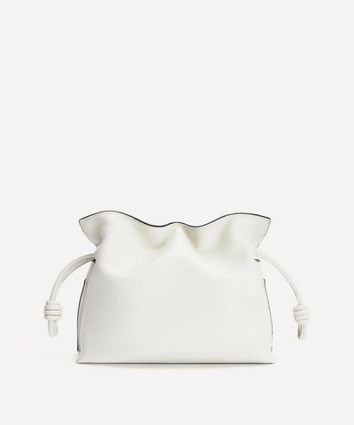 Shop Loewe Mini Flamenco Leather Clutch Bag In White