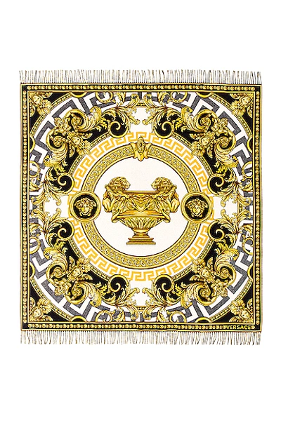 Shop Versace The Cup Of The Gods Throw In Black & White & Yellow