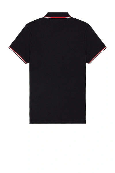 Moncler Cotton Polo Shirt With Logo In Navy