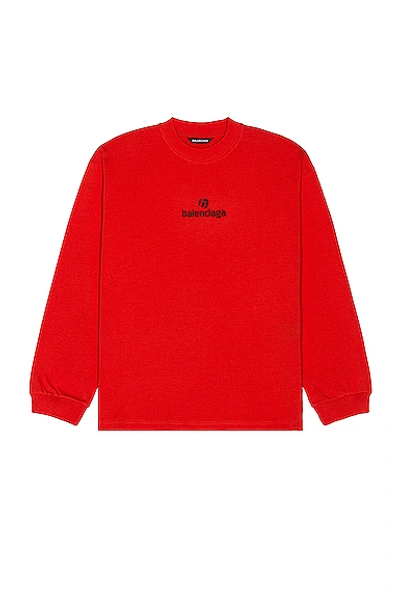 Shop Balenciaga Long Sleeve Tee In Vermillion & Black